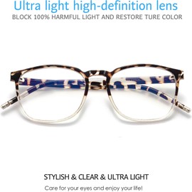 ANRRI Blue Light Blocking Glasses Anti Eyestrain Clear Lens Glasses for Women and Men(Leopard Gradient Clear)