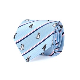 [COLORATA] Carolata Penguin Pattern Necktie (100% Silk / Jacquard Woven), Animal Pattern, Penguin (57.1 x 3.3 inches (145 x 8.5 cm), Gift Present, blue (light)