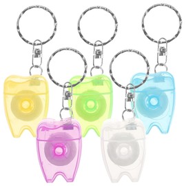 5 Stücke Tragbare Zahnseide Keychain Zahnarzt Geschenke Schlüsselanhänger Schlüsselanhänger Floss Stick Für Zahnreinigung (Gelegentliche Farbe 15 Mt)