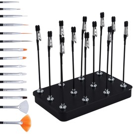 GOLD DEER Metal Painting Stand Base Holder and 12pcs Magnetic Bendable Alligator Clip Sticks and 15 Pieces Clean Brush Set Modeling Tools for Airbrush Spray,Gundam Hobby Model Parts Assemble