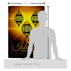 Ornament Collection Islamic New Year House Flag Set Celebration Lunar Hijri Muslims Decoration Banner Small Garden Yard Gift Double-Sided, Made in USA