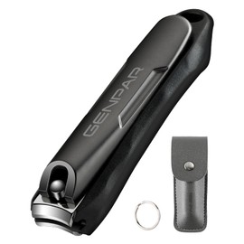 Nail Clippers with Catcher/Stainless Steel Heavy Duty Fingernail and Built-in Nail File for Men & Women/Ergonomic Handle with Wide Jaws for Thick Nails/Includes Leather Storage Bag,Key Ring.GENPAR