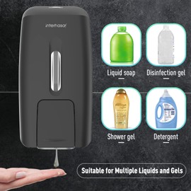 interhasa! Soap Dispenser Wall Mount Refillable 28oz Hand Sanitizer Dispenser Commercial Hand Soap Dispenser for Bathroom Support Liquid Gel Soap