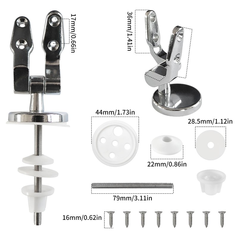 Fanmitrk Toilet Seat Hinges Made of Zinc Alloy, Toilet Lid