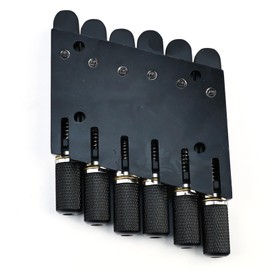 OVSAL Fanned Fret Headless Guitar Bridge，CNC Zinc Alloy 6 String Fixed Bridge for Metal Rock & Shred, 10.5mm String Spacing, Replacement Kit for Luthiers & DIY Players (All-Black)