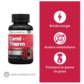 HealthAddiction Carnitherm – L-Carnitina, Té Verde y Cromo – Quema Grasa y Energía – 60 cápsulas