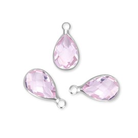 10pcs July Ruby Birthstone Charms 14x8mm Teardrop Crystal Beads Silver Plated Brass for Jewelry Craft Making CCP15-7