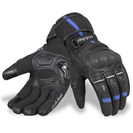 Oro Biker Winter Motorbike Gloves Winter Motorcycle Gloves Waterproof Thermal Gloves Touch Screen Winter Hiking Outdoor Sports (Black/Blue, Large)