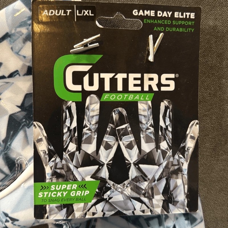 Cutters Game Day Elite Football Gloves Adult L/XL White Diamond