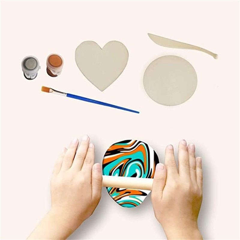 42pcs/set DIY Clay Handprint Bowls Kit Clay Jewelry Bowls Marbled