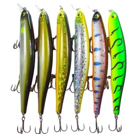 momolures - MAG DRIVE JERKING MINNOW 130mm 110mm 90mm 80mm Assort Set ORBIT-Style Fishing Lure Bait (130mm - 6pcs Color Assort)
