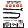 FaithHeart Black Thin Spiga Chain Necklace for Male 316L Stainless