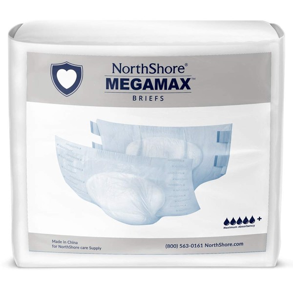 NorthShore MegaMax Tab-Style Briefs for Men and Women, Large, Case/40 (4/10s)