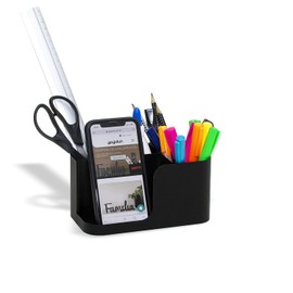 GEGUTON Deck Accessories & Cellphone Holder - Pencil Holders for Desk Organizers, Decoration Items for Office Supplies, Gifts for Mom & Dad - Basic Collection – Solid Wood and Steel