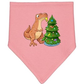 inktastic Tyrannosaurus Rex Decorating Christmas Tree Baby Bandana Bib Mauve and Natural 382c7