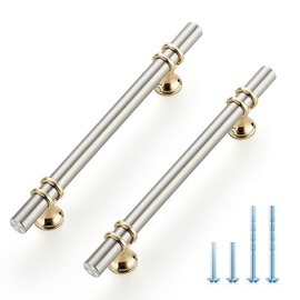 Ravinte Hardware 10 Pack 7.38 Inch Brushed Nickel&Gold Cabinet Pulls Handles Kitchen Cabinet Handles Drawer Pulls Kitchen Cabinet Hardware Dresser Cupboard Handles Dresser Drawer Pulls 5 Inch CC
