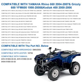WATERWICH Starter Compatible with Yamaha Grizzly 400 450 600 660 Kodiak 400 450 Rhino 660 2001 2002 2003 2004 2005 2006 2007 Replaces 4WV-81800-00-00, 4WV-81890-00-00