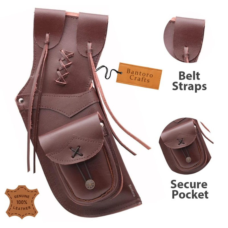 Bantoro Crafts Brown Leather Traditional Leather Right Side Waist Archery