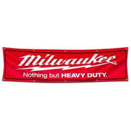Kasflag Flag For Milwaukee Tools Banner (2x8ft/60x240cm, Vivid Color, 150D Poly) Heavy Duty Wall Decor Garage shop Great for College Dorm,Room Man Cave Garage New Bannner with Brass Grommets (Red1)