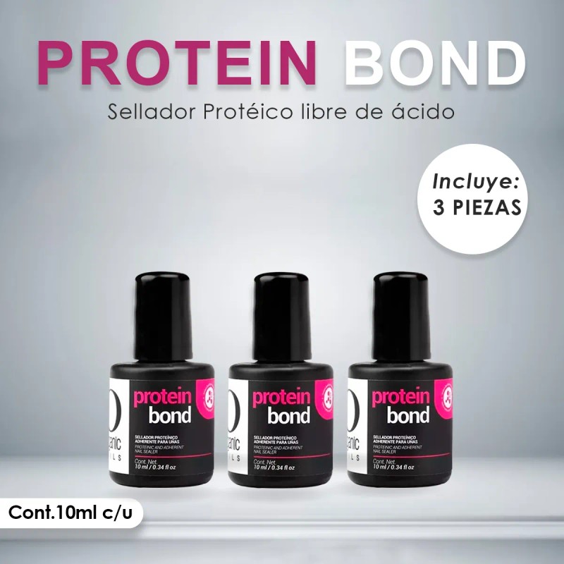 Protein Bond Sellador De Organic Nails 3 Piezas 10ml C/u