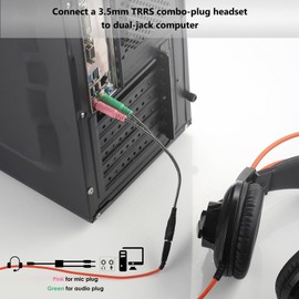 MillSO Headphone Splitter for Computer CTIA 3.5mm TRRS Female to Dual TRS Male Mic Audio Jack Y Adapter Headset Splitter Cable for PC Laptop to Gaming Headset - 8inch/20cm