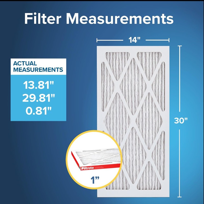 Filtrete 14x30x1 AC Furnace Air Filter, MERV 11, MPR 1000,