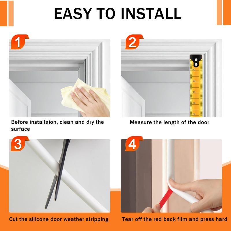 19.7FT Silicone Weather Stripping D Shaped Self Adhesive Door Seal