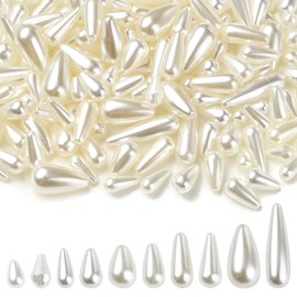 Airssory 189 pcs 10 Styles Teardrop Shaped ABS Plastic Beads Imitation Pearl Shell White Waterdrop Shaped Beads for DIY Jewellery Bracelet Necklace Crafts Bulk