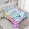 Datura home Bedding Comforter Set Rainbow Scales Mermaid Printed Pattern