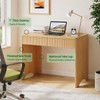 40 Inch Fluted Desk with 2 Drawers, Modern Wooden Desk