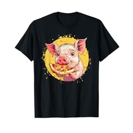 Pig Eating Pizza Adorable Fun Food Delight T-Shirt