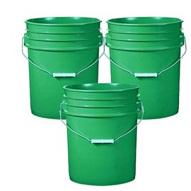 5 Gallon (20L) Plastic Buckets, 3-Pack - Green