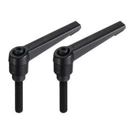 sourcing map M6 x 30mm Handle Adjustable Clamping Lever Thread Push Button Ratchet Male Threaded Stud Knobs Locking Rotating Screw Handles Quick Release Bolt Black 2pcs
