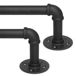 Refrze 2 Pack Curtain Rods for Windows 72 to 144 Inch, Industrial Curtain Rods Wrap Around, Heavy Duty for Bedroom & Outdoor, 72-144", "Black Curtain rod