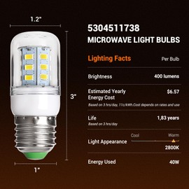 Belleone 5304511738 LED Refrigerator Light Bulb KEI D34L Refrigerator Bulb Compatible with Frigidaire Crosley Ken More, 3.5W Bulb Replace PS12364857 AP6278388 (85V-265V White Light Color) - 2 Pack