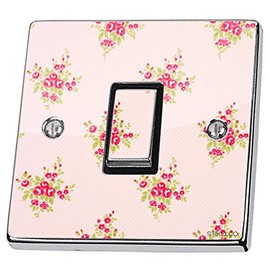Pink Shabby Chic Roses Light Switch Sticker Vinyl Cover Skin