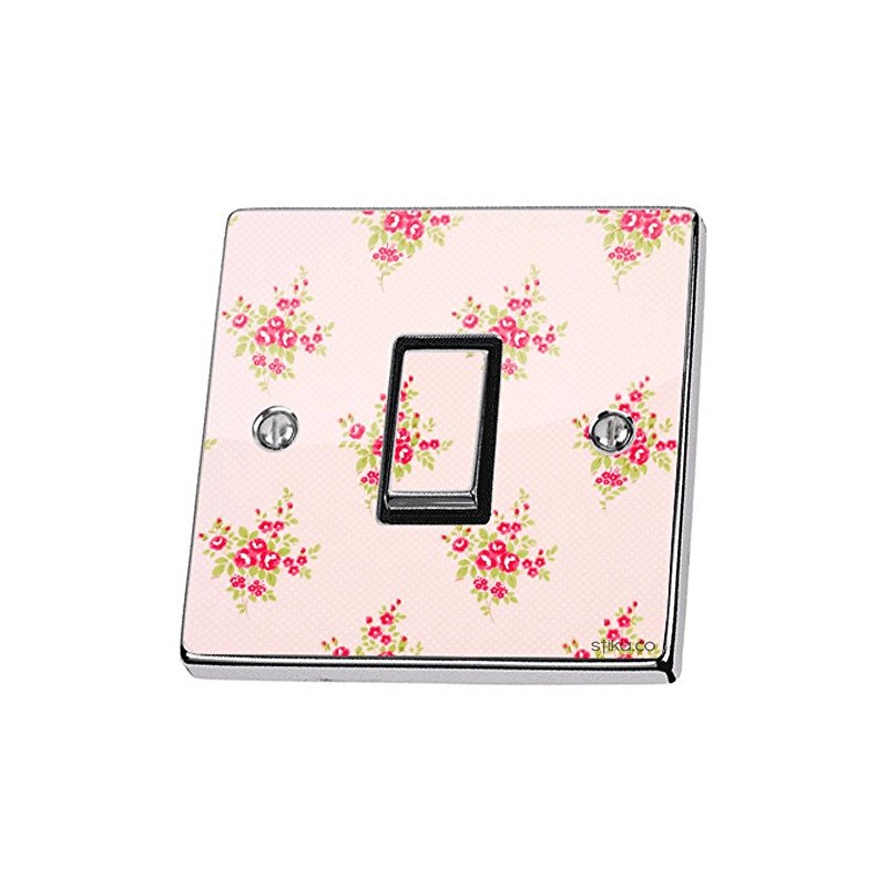 Pink Shabby Chic Roses Light Switch Sticker Vinyl Cover Skin