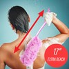 3pc Loofah Set - Long Loofah Stick, Shower Scrubber with