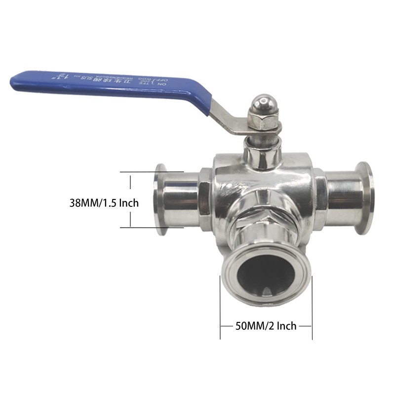3-Way Ball Valve, 1.5 Inch Sanitary Ball Valve Clamp, 1/2