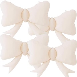 Bow-Balloons Party-Decorations 4PCS 31 Inch Off-White Bow Balloons for Birthday Baby Shower Bridal Shower Bachelorette Coquette Party Decorations Supplies