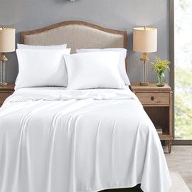 FreshCulture Twin Flat Sheets Only, Pack of 6, Soft Microfiber Bedding Sheets for Home, Salons, Hotels, Bulk Flat Sheets Only Twin Size (White)