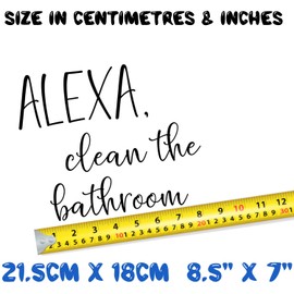 Hatcherabilia Alexa, Clean The Bathroom Cute Stickers - Bathroom Wall Stickers - Funny Toilet Sticker - Bathroom Decorations - Vinyl Stickers - Wall Decals - Wall Art for Bathroom (Large, Black)