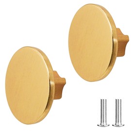 Decoranddecor Vesta - 40mm Round Kitchen Cabinet Furniture Knob Zinc Alloy (2 Pack, Brushed Gold)