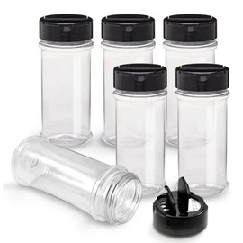 YRYUNRUI 8 Pack 5.5 Oz Plastic Spice Jars with Black Flip Top Cap, Empty Clear Spice Containers with Labels and Pen, Reusable Spice Storage for Storing Peppers Herb Powders Salt Glitter