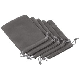 PATIKIL 5pcs Microfiber Pouch 14x10cm Grey Soft Storage Drawstring Gift Bag for Glasses Wedding