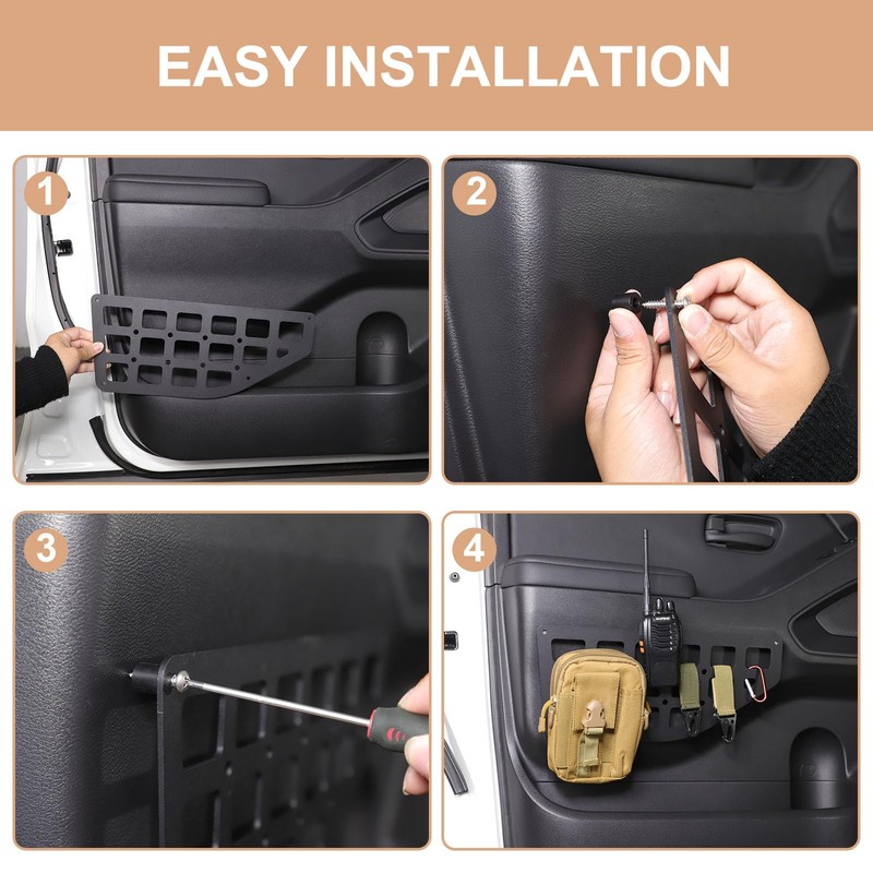 TerIourfou Front Door Pockets Molle Storage Panel Compatible with Nisan