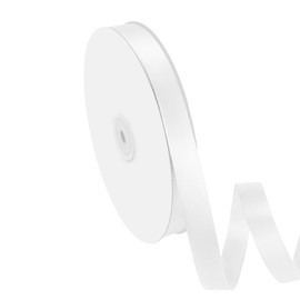 Isaspire 5/8" Width x 100 Yards Satin Ribbon, White Ribbon Perfect for DIY Craft, Bows, Gift Wrapping, Flower Bouquet, Valentine's Day, Christmas and Party Decoration