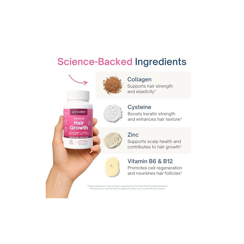 Hair Growth Supplements Favorece Crecimiento Cabello Colageno Hidrolizado Puro Vitaminas