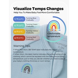 Momcozy Unisex Baby Pajamas, Baby-Temp Monitoring Double Zipper Boy Girl Sleepers Rompers Footie, 2 Pack Light Weight Stretchy Viscose Derived from Bamboo Baby Jammies, 0-3 M, Blue Grey