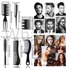 WhaleO 7 Piece Comb Set Styling Comb Men Comb Men's Hair Comb Women Comb for Curls Hairdressing Comb Handle Comb Hair Brush Men's Beard Comb Wide Hair Comb Hairdressing Accessories